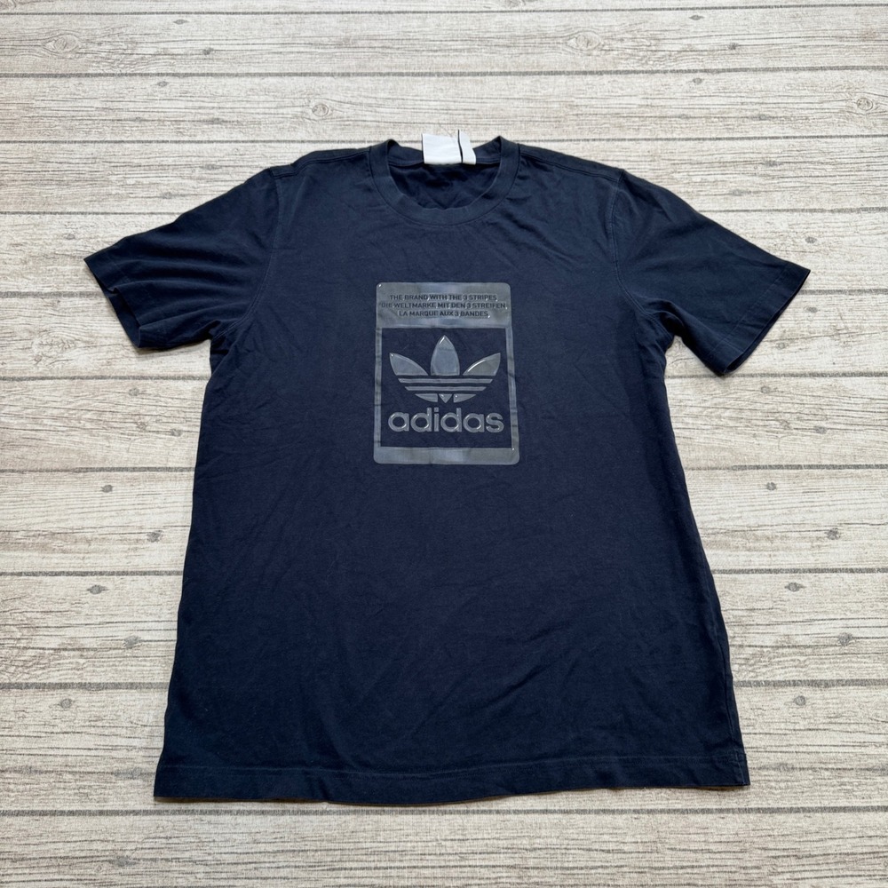 Adidas T-Shirt Men's Small Navy Blue Athletic Fit Short Sleeve Cotton Activewear